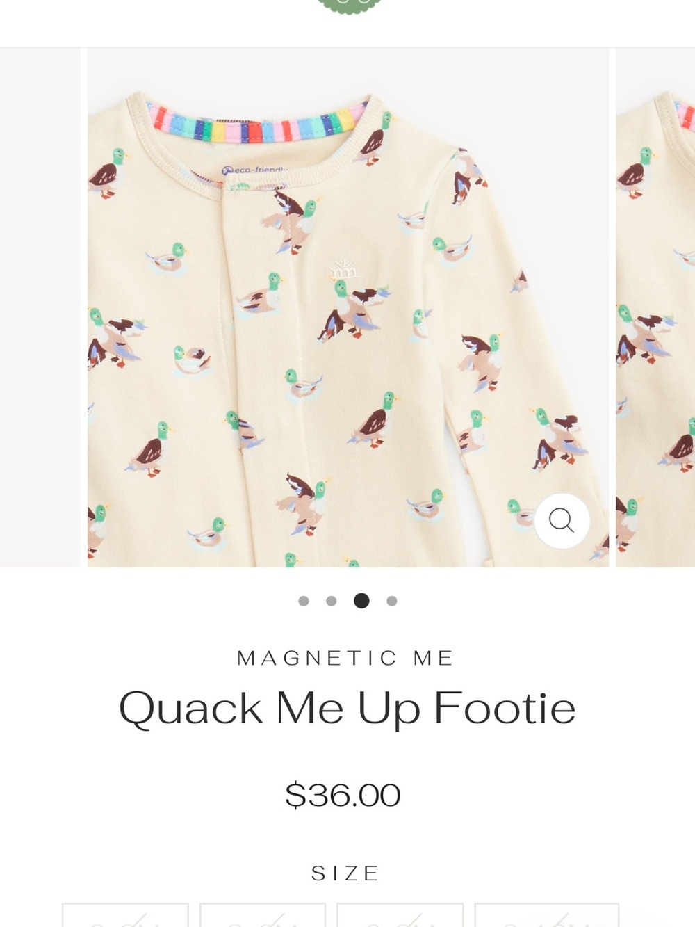Magnetic Me Cream Duck Print Footie with Colorful Trim
